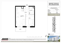 2 pokoje, mieszkanie 41,51 m², piętro 5, oferta nr 20.69, Myslovia, Mysłowice, ul. Ks. Norberta Bończyka 20