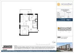2 pokoje, mieszkanie 47,64 m², piętro 1, oferta nr A14, Rogoźno Centrum, Rogoźno, ul. Paderewskiego 19