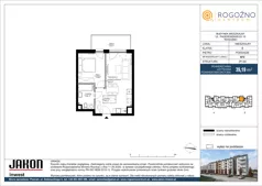 2 pokoje, mieszkanie 39,19 m², piętro 4, oferta nr B72, Rogoźno Centrum, Rogoźno, ul. Paderewskiego 19