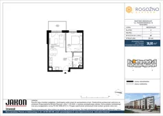 2 pokoje, mieszkanie 38,95 m², piętro 1, oferta nr A7, Rogoźno Centrum, Rogoźno, ul. Paderewskiego 19