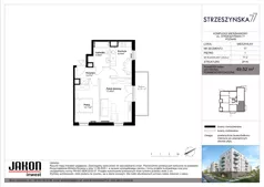2 pokoje, mieszkanie 49,52 m², piętro 1, oferta nr 77.2, Strzeszyńska 77, Poznań, Podolany, ul. Strzeszyńska 77