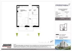 2 pokoje, mieszkanie 36,91 m², piętro 3, oferta nr 77E.14, Strzeszyńska 77, Poznań, Podolany, ul. Strzeszyńska 77