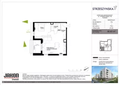 2 pokoje, mieszkanie 46,95 m², piętro 1, oferta nr 77E.4, Strzeszyńska 77, Poznań, Podolany, ul. Strzeszyńska 77