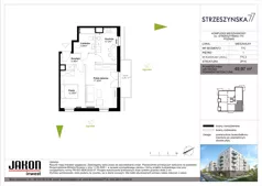 2 pokoje, mieszkanie 49,66 m², piętro 1, oferta nr 77D.2, Strzeszyńska 77, Poznań, Podolany, ul. Strzeszyńska 77