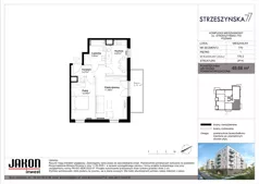 2 pokoje, mieszkanie 49,66 m², piętro 1, oferta nr 77D.2, Strzeszyńska 77, Poznań, Podolany, ul. Strzeszyńska 77