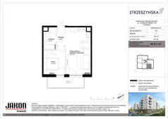 2 pokoje, mieszkanie 36,91 m², piętro 3, oferta nr 77E.14, Strzeszyńska 77, Poznań, Podolany, ul. Strzeszyńska 77