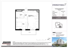 2 pokoje, mieszkanie 44,13 m², piętro 4, oferta nr 77E.20, Strzeszyńska 77, Poznań, Podolany, ul. Strzeszyńska 77