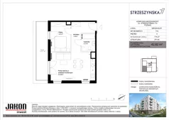 2 pokoje, mieszkanie 42,82 m², piętro 5, oferta nr 77A.27, Strzeszyńska 77, Poznań, Podolany, ul. Strzeszyńska 77