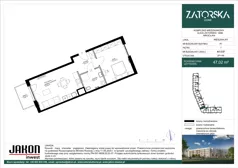2 pokoje, mieszkanie 47,02 m², piętro 1, oferta nr A1.C37, Zatorska Home, Wrocław, Psie Pole-Zawidawie, Zakrzów, ul. Zatorska 146-150