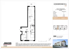 3 pokoje, mieszkanie 66,89 m², piętro 2, oferta nr 1.A12, Gombrowicza 33, Gniezno, ul. Gombrowicza 33