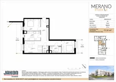 3 pokoje, mieszkanie 71,31 m², parter, oferta nr B2.B12, Merano Park II, Wolsztyn, ul. Klonowa 3