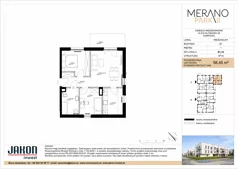 3 pokoje, mieszkanie 58,45 m², piętro 1, oferta nr B1.A3, Merano Park II, Wolsztyn, ul. Klonowa 3
