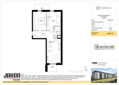 3 pokoje, mieszkanie 64,87 m², piętro 1, oferta nr K5.A5, Kórnicka, Poznań, Rataje, Łacina, ul. Kórnicka