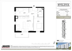 3 pokoje, mieszkanie 52,56 m², piętro 2, oferta nr 20.98, Myslovia, Mysłowice, ul. Ks. Norberta Bończyka 20