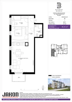 3 pokoje, mieszkanie 64,19 m², piętro 1, oferta nr 29.11, Bulwary Błonie, Błonie, ul. Narutowicza 46