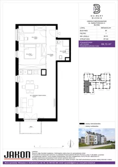 3 pokoje, mieszkanie 64,13 m², piętro 1, oferta nr 31.11, Bulwary Błonie, Błonie, ul. Narutowicza 46