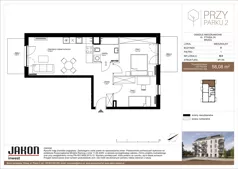 3 pokoje, mieszkanie 58,08 m², piętro 1, oferta nr B.8, Przy Parku 2, Brzeg, ul. Ptasia 2
