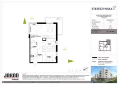 3 pokoje, mieszkanie 57,34 m², piętro 1, oferta nr 77B.1, Strzeszyńska 77, Poznań, Podolany, ul. Strzeszyńska 77