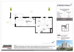 3 pokoje, mieszkanie 62,38 m², piętro 1, oferta nr 77D.6, Strzeszyńska 77, Poznań, Podolany, ul. Strzeszyńska 77