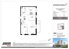 3 pokoje, mieszkanie 70,85 m², piętro 5, oferta nr 77.25, Strzeszyńska 77, Poznań, Podolany, ul. Strzeszyńska 77