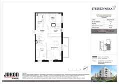 3 pokoje, mieszkanie 71,16 m², piętro 5, oferta nr 77B.25, Strzeszyńska 77, Poznań, Podolany, ul. Strzeszyńska 77