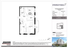 3 pokoje, mieszkanie 70,87 m², piętro 5, oferta nr 77C.25, Strzeszyńska 77, Poznań, Podolany, ul. Strzeszyńska 77