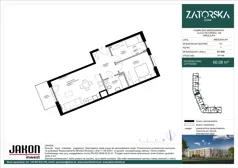 3 pokoje, mieszkanie 60,08 m², piętro 1, oferta nr A1.E65, Zatorska Home, Wrocław, Psie Pole-Zawidawie, Zakrzów, ul. Zatorska 146-150