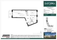 3 pokoje, mieszkanie 64,48 m², piętro 1, oferta nr A1.E68, Zatorska Home, Wrocław, Psie Pole-Zawidawie, Zakrzów, ul. Zatorska 146-150