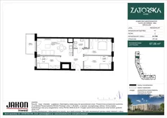 4 pokoje, mieszkanie 67,06 m², piętro 2, oferta nr A1.F86, Zatorska Home, Wrocław, Psie Pole-Zawidawie, Zakrzów, ul. Zatorska 146-150