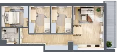 4 pokoje, mieszkanie 65,53 m², piętro 1, oferta nr CZ1.B63, Nowa Czernica CZ1, Czernica, ul. Wojska Polskiego 13