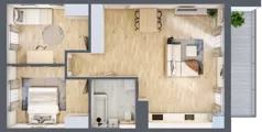 3 pokoje, mieszkanie 65,85 m², piętro 1, oferta nr CZ1.B58, Nowa Czernica CZ1, Czernica, ul. Wojska Polskiego 13