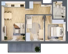 3 pokoje, mieszkanie 54,28 m², piętro 1, oferta nr CZ1.B57, Nowa Czernica CZ1, Czernica, ul. Wojska Polskiego 13