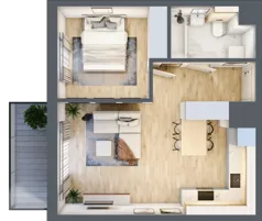 2 pokoje, mieszkanie 42,78 m², piętro 1, oferta nr CZ1.B60, Nowa Czernica CZ1, Czernica, ul. Wojska Polskiego 13