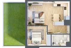 2 pokoje, mieszkanie 42,86 m², parter, oferta nr CZ1.B51, Nowa Czernica CZ1, Czernica, ul. Wojska Polskiego 13
