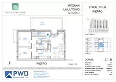 3 pokoje, mieszkanie 76,09 m², piętro 1, oferta nr 27/B, Osiedle Zagajnik - Etap 2, Poznań, Umultowo, Umultowo, ul. Zagajnikowa