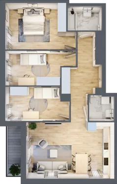 4 pokoje, mieszkanie 79,86 m², piętro 1, oferta nr AM1/4, Nowa Drożdżownia - Etap II, Kraków, Bieżanów-Prokocim, ul. Drożdżowa 5