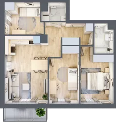 4 pokoje, mieszkanie 66,83 m², piętro 1, oferta nr AM1/6, Nowa Drożdżownia - Etap II, Kraków, Bieżanów-Prokocim, ul. Drożdżowa 5