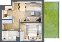 2 pokoje, mieszkanie 42,00 m², parter, oferta nr AM02, Nowa Drożdżownia - Etap II, Kraków, Bieżanów-Prokocim, ul. Drożdżowa 5
