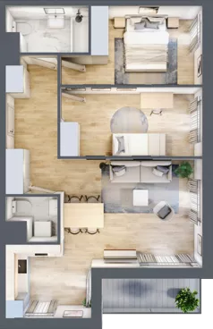 3 pokoje, mieszkanie 63,90 m², piętro 2, oferta nr AM2/3, Nowa Drożdżownia - Etap II, Kraków, Bieżanów-Prokocim, ul. Drożdżowa 5