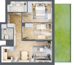 3 pokoje, mieszkanie 63,76 m², parter, oferta nr AM04, Nowa Drożdżownia - Etap II, Kraków, Bieżanów-Prokocim, ul. Drożdżowa 5