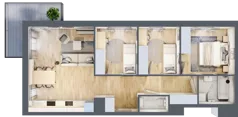 4 pokoje, mieszkanie 67,03 m², piętro 1, oferta nr AM1/7, Nowa Drożdżownia - Etap II, Kraków, Bieżanów-Prokocim, ul. Drożdżowa 5