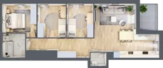 4 pokoje, mieszkanie 75,34 m², piętro 1, oferta nr AM1/1, Nowa Drożdżownia - Etap II, Kraków, Bieżanów-Prokocim, ul. Drożdżowa 5