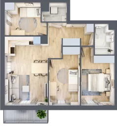 4 pokoje, mieszkanie 66,87 m², piętro 1, oferta nr BM1/5, Nowa Drożdżownia - Etap II, Kraków, Bieżanów-Prokocim, ul. Drożdżowa 5