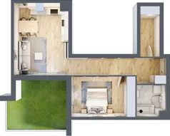 2 pokoje, mieszkanie 54,06 m², parter, oferta nr BM0/5, Nowa Drożdżownia - Etap II, Kraków, Bieżanów-Prokocim, ul. Drożdżowa 5