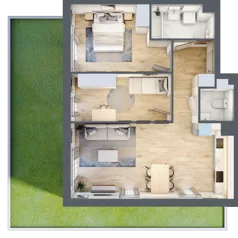3 pokoje, mieszkanie 66,17 m², parter, oferta nr CM0/4, Nowa Drożdżownia - Etap II, Kraków, Bieżanów-Prokocim, ul. Drożdżowa 5
