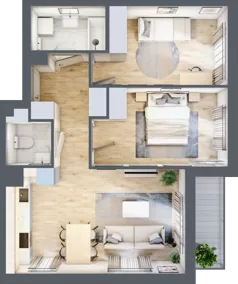 3 pokoje, mieszkanie 60,36 m², piętro 2, oferta nr CM2/3, Nowa Drożdżownia - Etap II, Kraków, Bieżanów-Prokocim, ul. Drożdżowa 5