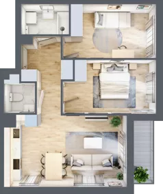 3 pokoje, mieszkanie 60,35 m², piętro 1, oferta nr CM1/3, Nowa Drożdżownia - Etap II, Kraków, Bieżanów-Prokocim, ul. Drożdżowa 5