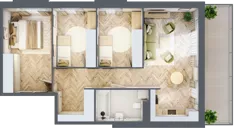 4 pokoje, mieszkanie 70,48 m², piętro 1, oferta nr 2.11, Nowe Zabrze, Zabrze, Centrum Północ, ul. Koźlika