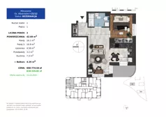 2 pokoje, mieszkanie 42,09 m², piętro 1, oferta nr 21.12, Osiedle Albatrosów II, Kraków, Podgórze, Rybitwy, ul. Albatrosów 21
