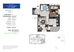 2 pokoje, mieszkanie 44,28 m², piętro 2, oferta nr 21.15, Osiedle Albatrosów II, Kraków, Podgórze, Rybitwy, ul. Albatrosów 21